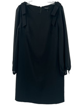 ANN TAYLOR Women's 6 NWT Black Long-Sleeve (Sheer) Boat-Neck Lined Shift Dress