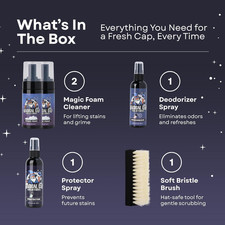 Hat Cleaning Kit 4-Step Headwear Cleaner Foam Brush Deodorizer Protector Safe