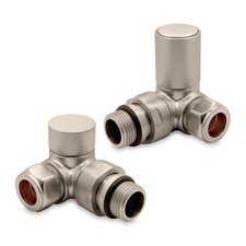 Corner Round Top Valves Brushed Nickel for Radiators & Towel Rails