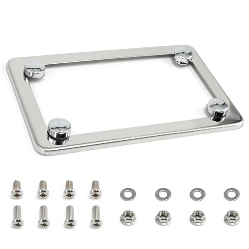 Motorcycle Slim Style Polished Chrome Stainless Steel License Plate Frame 7"x4"