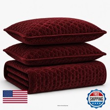 Tribeca Living Lugano Oversized Velvet Quilt And Sham Set - All Season, Extra