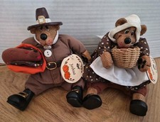 Russ Berrie NWT Pilgrim Bears Shelf Sitters Country Josette Joshua Fall Decor