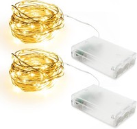 LED Lichterkette 2Er Pack 5M 50 Leds Batteriebetrieben Kupferdraht Warmweiß