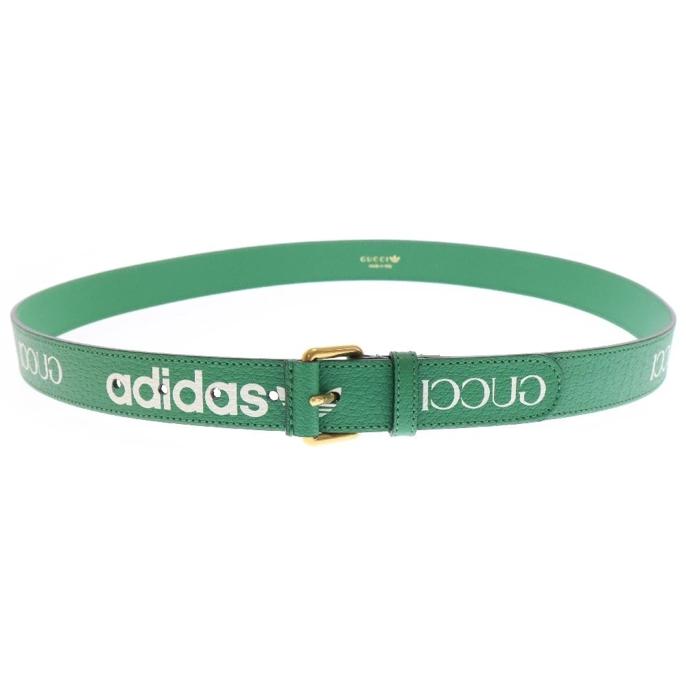 Ceinture Gucci Adidas logo imprimé cuir vert 40 pouces occasion