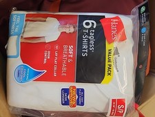 HANES Tagless Crew Neck Men  s White T-Shirts - 6 Pack Size S