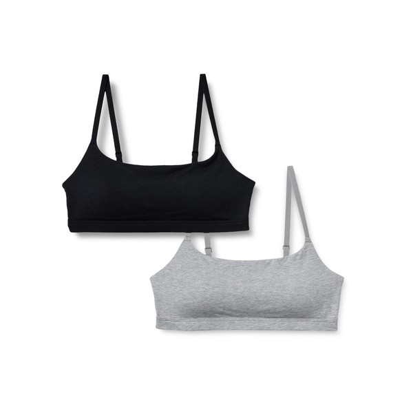 Amazon Essentials Damen Bralette Baumwolljersey 2Er-Pack Mittelgrau/Schwarz XXL-image