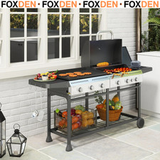 Image of Deluxe Duo Gas BBQ, with Grill, Plancha and Side Burner Galvanised Steel - Black