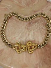 Vintage Oscar de la Renta Chunky Gold Statement Chain Necklace Twisted Rope