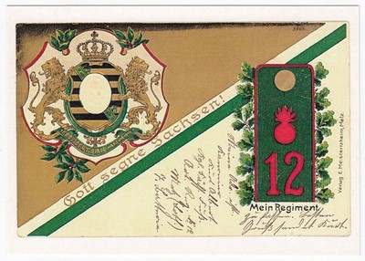 AK Gott segne Sachsen! Mein Regiment Repro