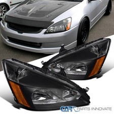 Fits 2003-2007 Honda Accord 24dr Black Headlightsamber Corner Signal Lamps Set Fits 2003-2007 Honda Accord 24dr Black Headlightsamber Corner Signal Lamps Set
