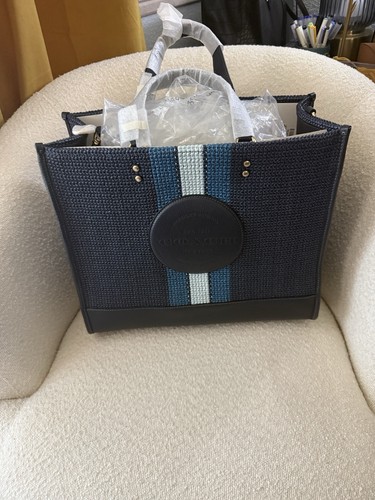 Coach Dempsey Tote 40 – Navy Woven with Blue Stripe – NWT