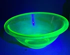 Vintage Hocking Uranium Glass Bowl Green Vaseline Glass UV Reactive 9.5"