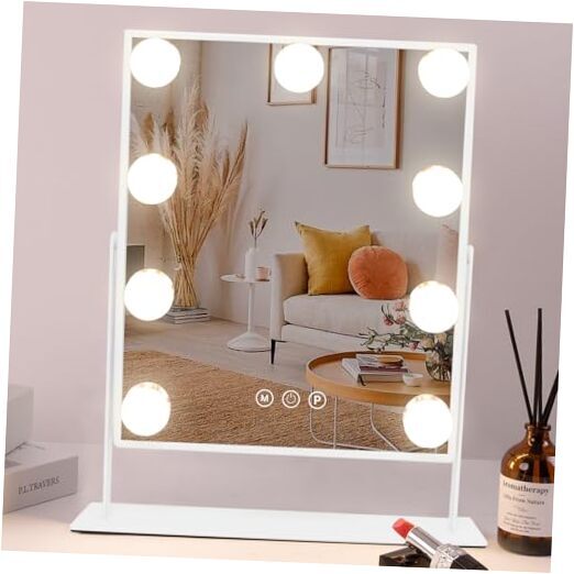 Vanity Mirror with Lights, 9 Led Bulbs Lighted Makeup Awhitemakeup