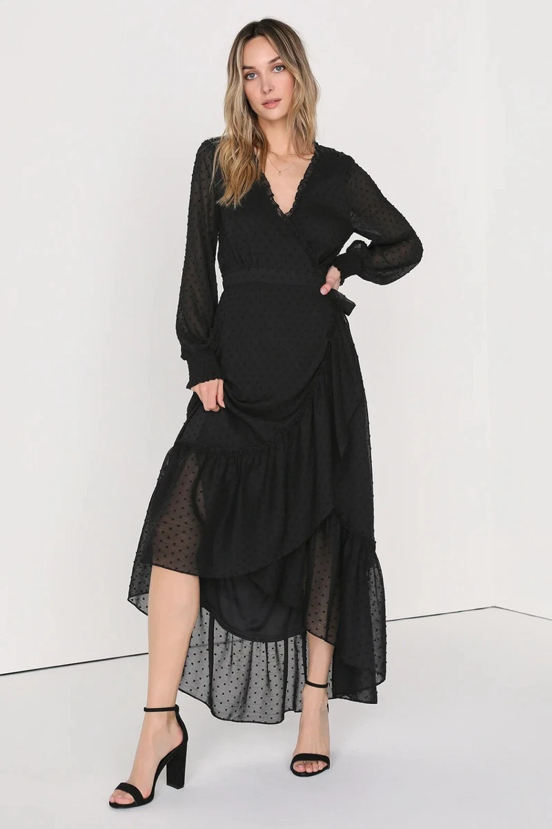 Black swiss top dot dress