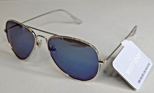 West Loop by FGX Sunglasses Aviator Gold Frames Blue Mirrored Lenses Blemished