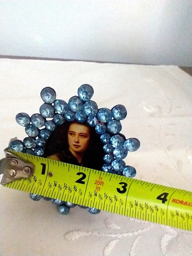 Small Jeweled Picture Frame for 2 x 2 I photo surrounded by Nice Blue crystals - Picture 3 of 4