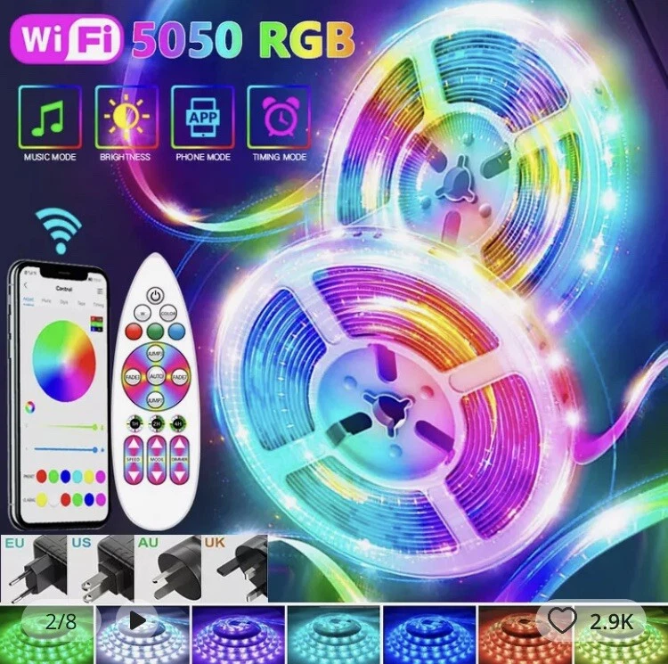 5050 Wifi LED Light Strips Bluetooth Flexible 12V RGB Strips for Room Decoration