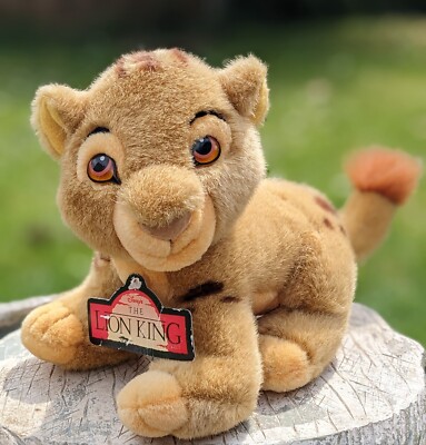 Vintage Disney Store Simba Cub Plüsch 1994 König der Löwen Baby Punkte Spielzeug Truhenanhänger 90er
