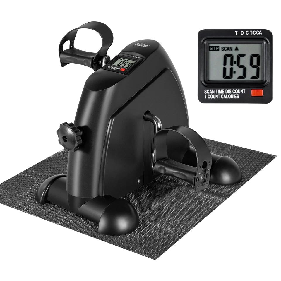 Mini Exercise Bike Under Desk Pedal Exerciser Cycle Arm Leg Peddler LCD Gift - Image 3 of 4