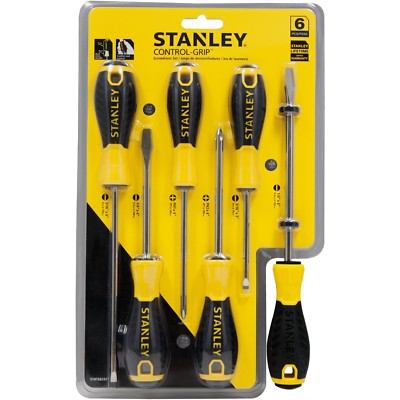 STANLEY Screwdriver Set 6pc Control Grip Durable Home Repair Hand Tool Kit New 