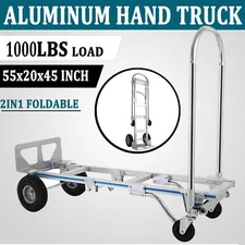 1000 Lbs Aluminum Hand Truck 2 in 1 Heavy Duty Convertible Folding Dolly Cart