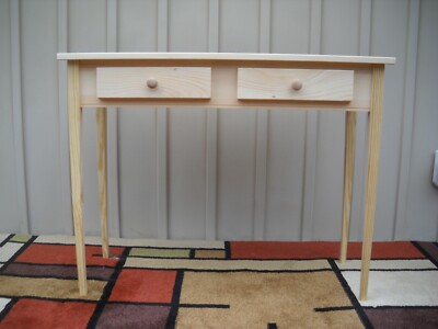 Unfinished 38''x15'' Deep Sofa Pine Table w/drawer, Tapered or Straight Block Legs