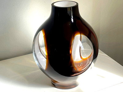 Floris Meydam Glass Window Vase Hand Blown Mid Century Modern Leerdam Op Art