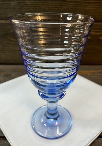 Libbey Ribbed Glassware Vintage Libbey Sirrus Blue Wine Glass Goblet Ribbed Design 7” Sold ...
