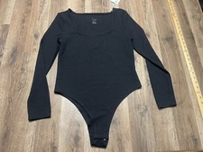 A New Day Bodysuit, Women's Size Large, Black, Slim Fit, Long Sleeve NWT