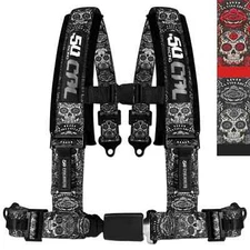 2 in 4-Point harness auto buckle Black Sugar Skulls design 50 Caliber Racing