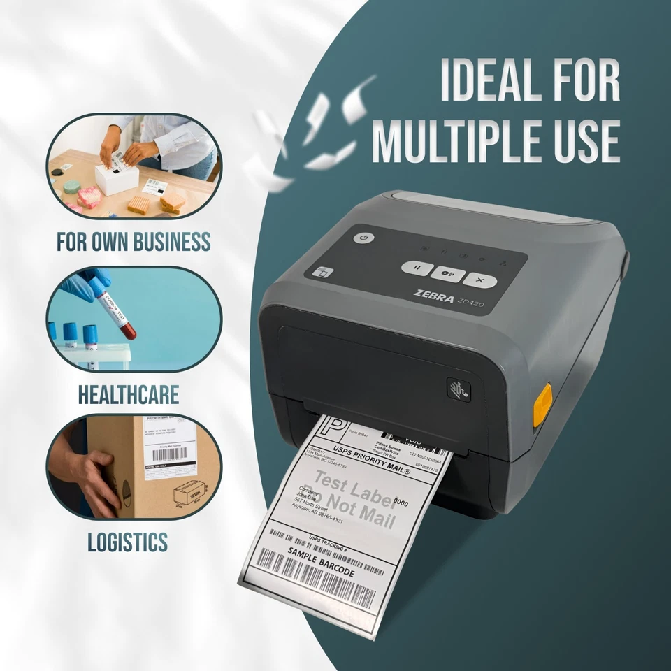 Zebra ZD420 Mobile Label 4x6 inch Printer 300 dpi Easy to Use with iOS Android - Image 2 of 4