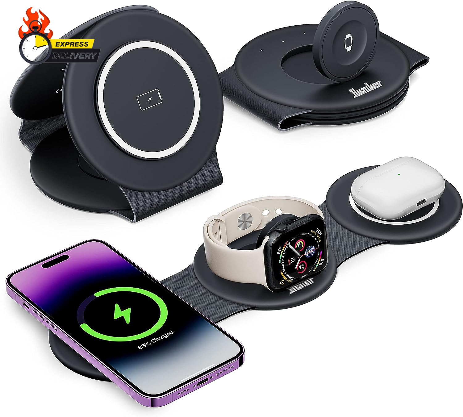 3 in 1 Charging Station for Apple Multiple Devices, Foldable Travel Wireless Cha