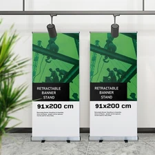 36"Wx72-90"H, Heavy-Duty Retractable Roll Up Banner Stand  (Stand ONLY)