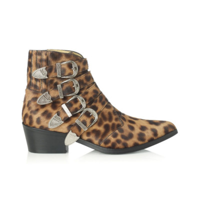 TOGA PULLA Four Buckle Leopard Pony Hair Western Bootie (RARE!!)