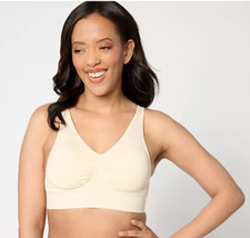 Anybody Women Bra Sz L Intimates Wirefree Cuplift Seamless Pearl A639397