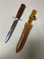 ORIGINAL GREEK ARMY KNIFE WITH LEATHER SCABBARD.