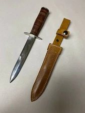  ORIGINAL GREEK ARMY KNIFE WITH LEATHER SCABBARD. 