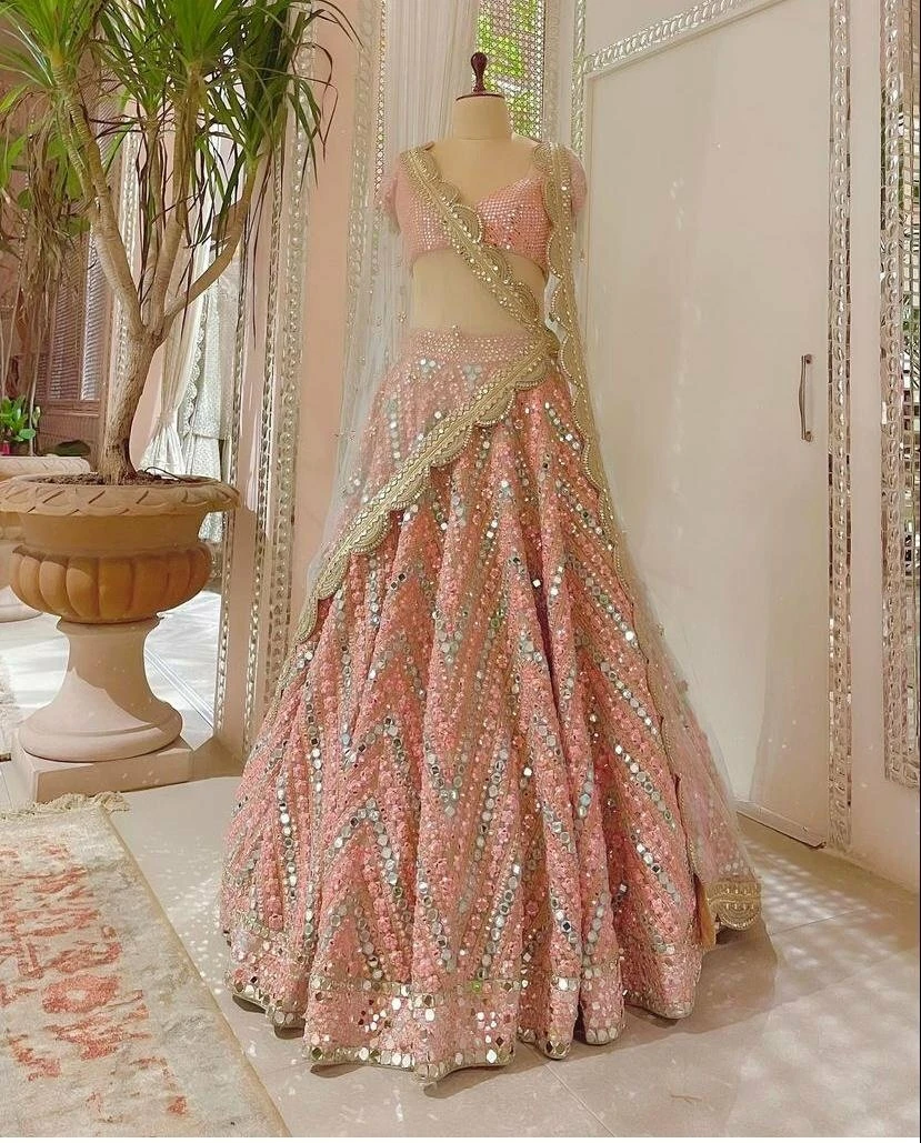 Peach Crush Gown With Full Frills – Kulreeti®