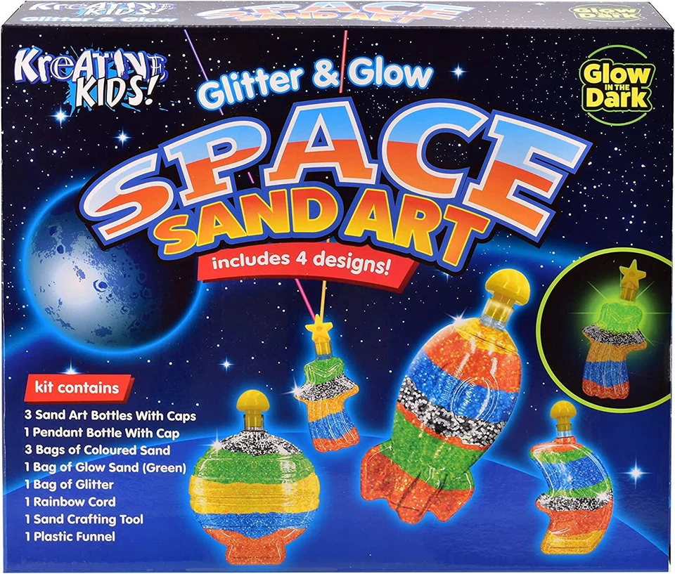 Glitzer & Leuchtfarbe Raum Magisch Beweglicher Sand Kunst Set Kinder Handwerk