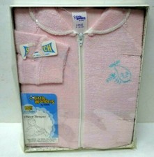 Vintage 1970s Little Wonders PInk 1pc Sleeper w/Zippered front Lg 21-29Lbs MIP