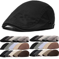 Solid Cotton Gatsby Cap Men Ivy Hat Golf Driving Summer Sun Flat Cabbie Newsboy