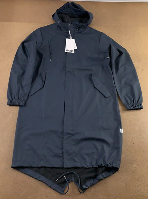 Rains Adult Unisex Size Small Navy Lightweight Hooded Fishtail Parka NWT