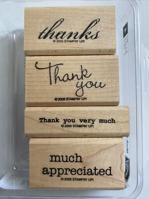 Stampin Up - MUCH APPRECIATED - Wood Mounted Stamp Set of 4
