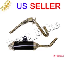 Black Exhaust Muffler Pipe Twin Spar BBR Perimeter Frame Pit Bike SDG SSR 125cc