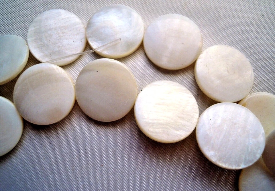22 - 23  Muschelperlen Scheiben - NATUR  ca 18-19 mm NATUR    # 360 - Bild 2 von 2