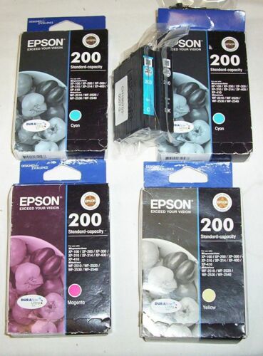 6 x Epson genuine 200 cartridges (B,3xC,M,Y) for WF-2540,2530,XP-400,300,200 ++ - Picture 1 of 1