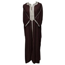 Moroccan Brown Rich Cotton 3-Quarter Sleeve Thobe Jubba Dishdasha
