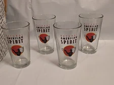 4 Natural American Spirit Glasses Promotional Gift Set Rare Tobacco Collectible 