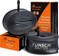 2-PCS 24X1 3/8 (37-540) Heavy Duty Bike Tubes AV32MM Schrader Valve 24X1 3/8 Inn