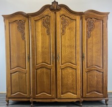 Wardrobe Vintage French Louis XVI Style Oak Four Door Carved Armoire LOT 4822